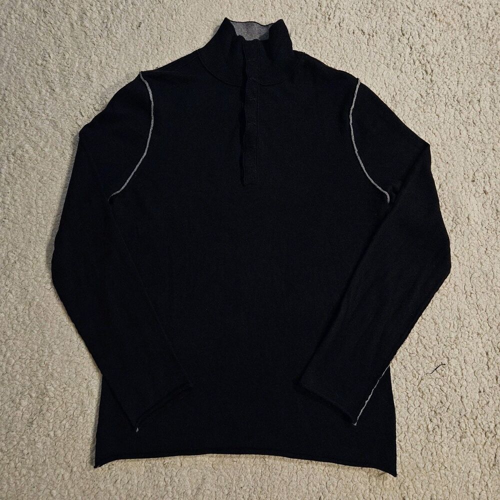 Carbon 2 Cobalt Sweater Knit Pullover Mens M Black Cashmere Blend Long Sleeve